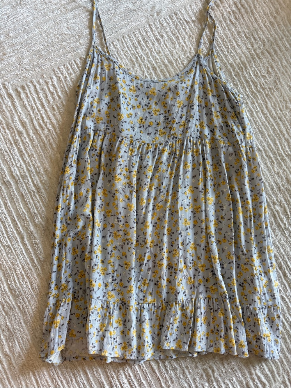 Grace Light Blue Floral Babydoll Dress with Yellow Accents